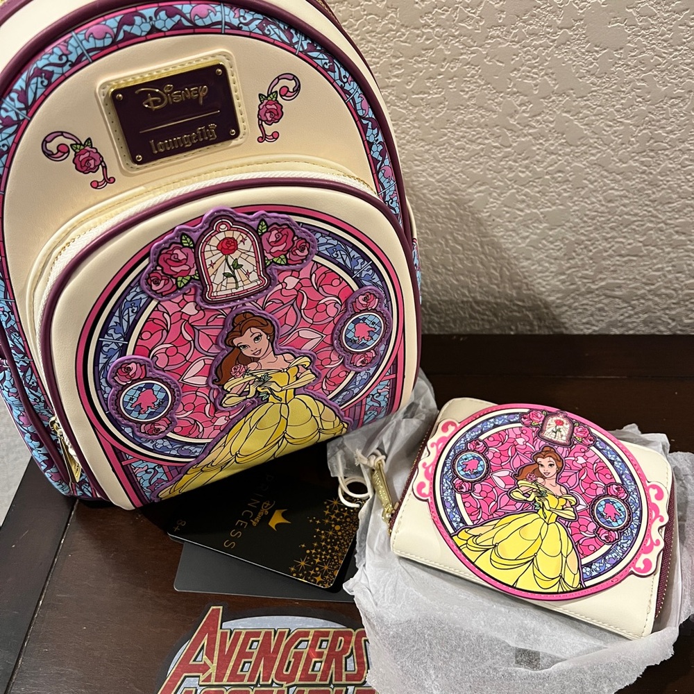 Loungefly Disney Beauty and the Beast Belle Stained Glass Portrait Mini Backpack